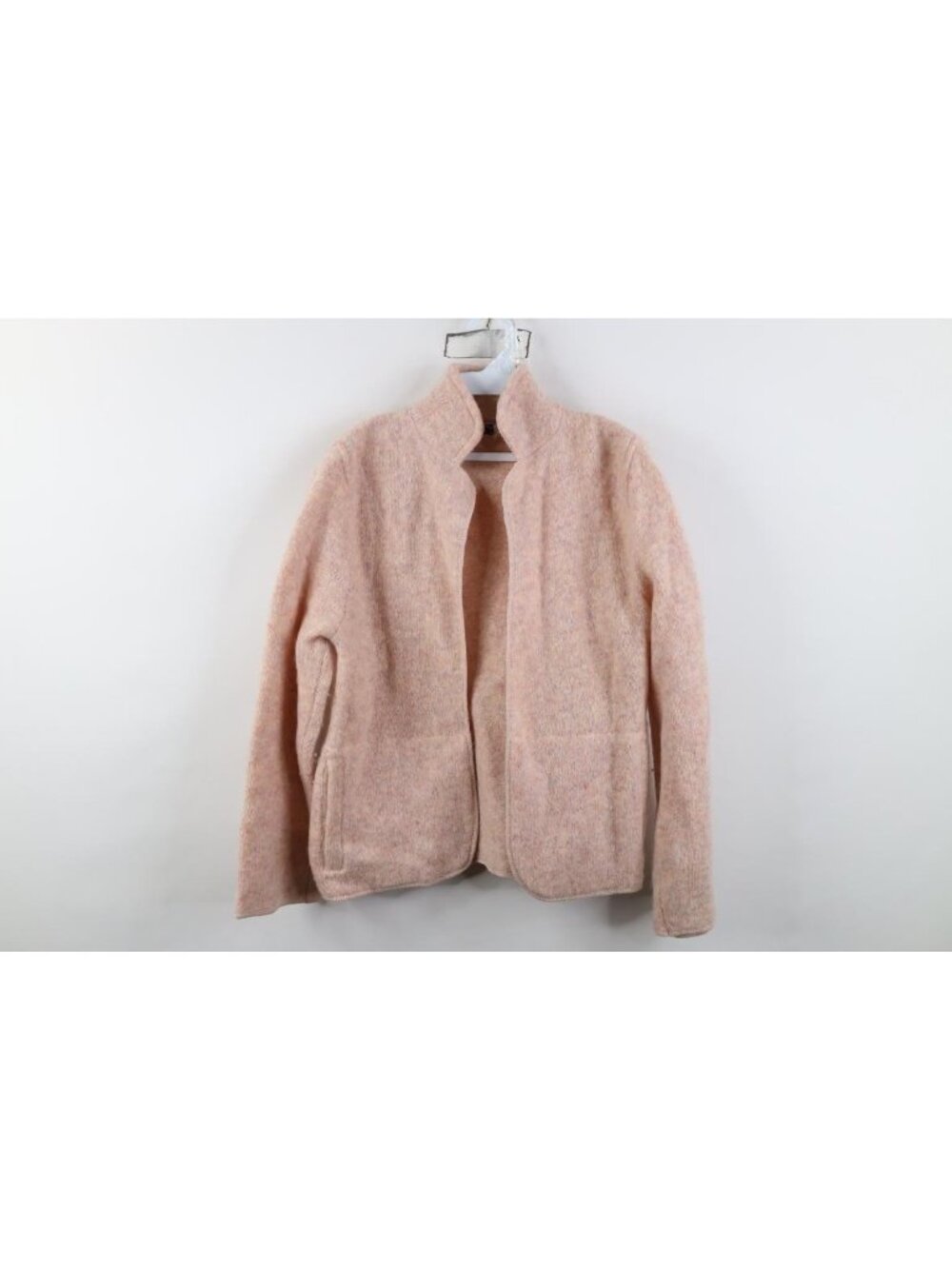 Vintage 90s Rainbow Fleck Open Front Sweater Jacket Womens Size M Wool Knit